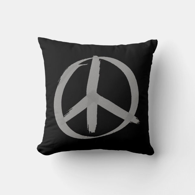 Grey Peace Sign Cushion (Front)