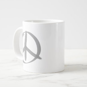 Grey Peace Sign Large Coffee Mug