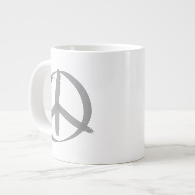 Grey Peace Sign Large Coffee Mug (Front Left)