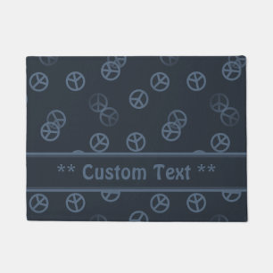 Grey Peace Sign Pattern w/ Custom Text Doormat
