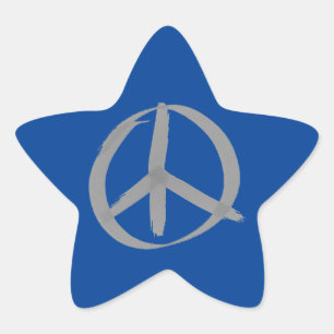Grey Peace Sign Star Sticker