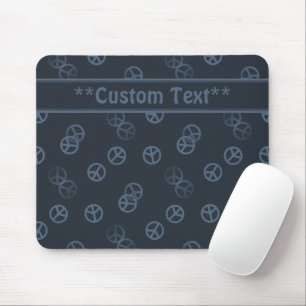 Grey Peace Sign w/ Custom Text Mouse Pad