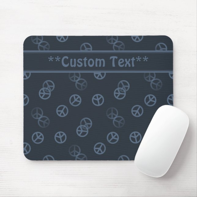 Grey Peace Sign w/ Custom Text Mouse Pad (With Mouse)