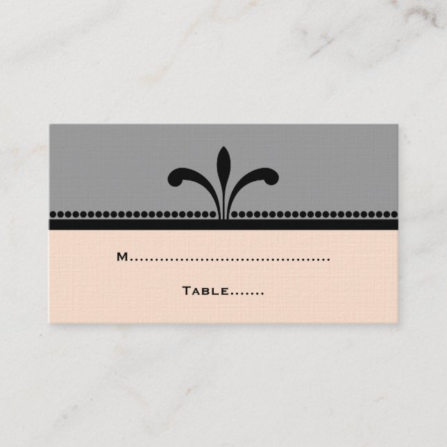 Grey/Peach Fancy Art Deco Place Cards (Front)