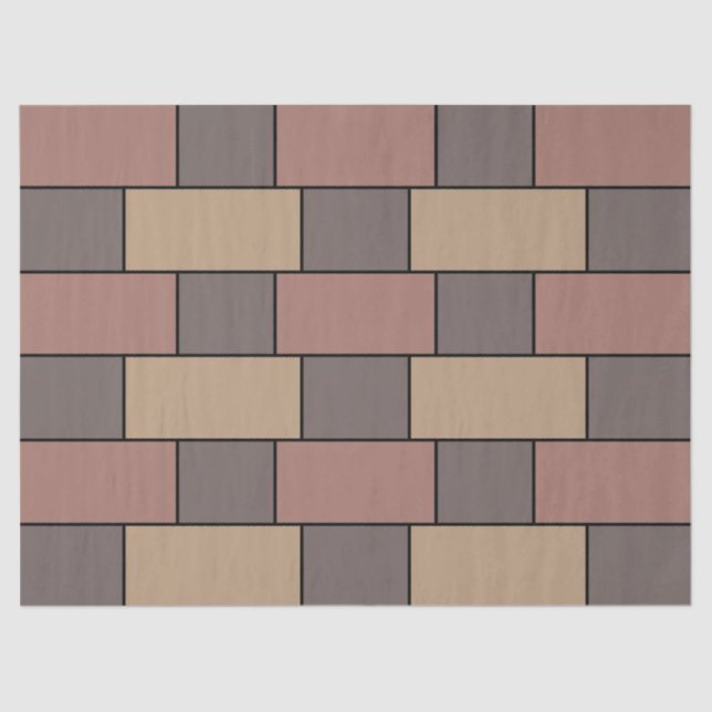 Grey Peach Pink Brick Wall Tissue Paper (Front)