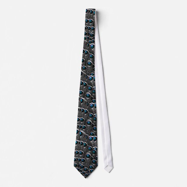Grey Peacock Feathers Tie (Front)