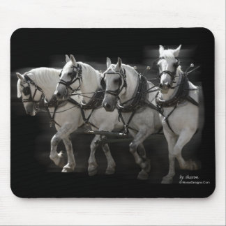 Grey Percheron Draught   Horses - Four Abreast Mouse Pad
