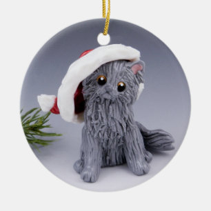 Grey Persian Cat Ceramic Ornament