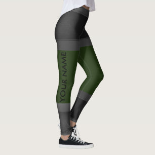 Grey Personalise Leggings Dark Green Custom Colour