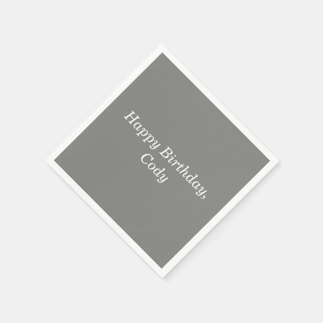 Grey Personalised All Occasion Disposable Napkins (Corner)