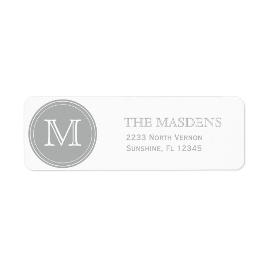 Grey Personalised Custom Monogrammed Return Address Label