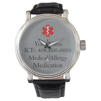 Grey Personalised Medical ID Watch