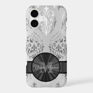 Grey personalised monogram damask pattern