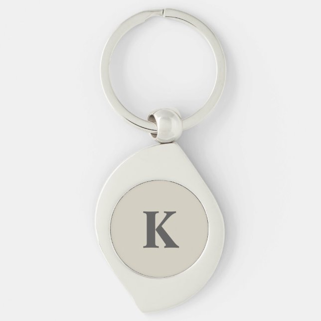 Grey personalised Monogrammed Key Ring (Front)