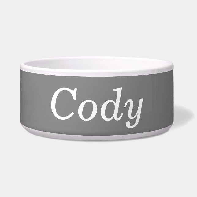 Grey personalised pet bowl (Front)