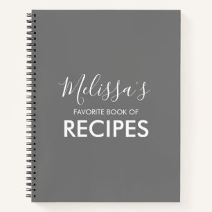 Grey Personalised Recipe Book