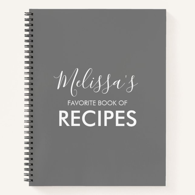Grey Personalised Recipe Book (Front)