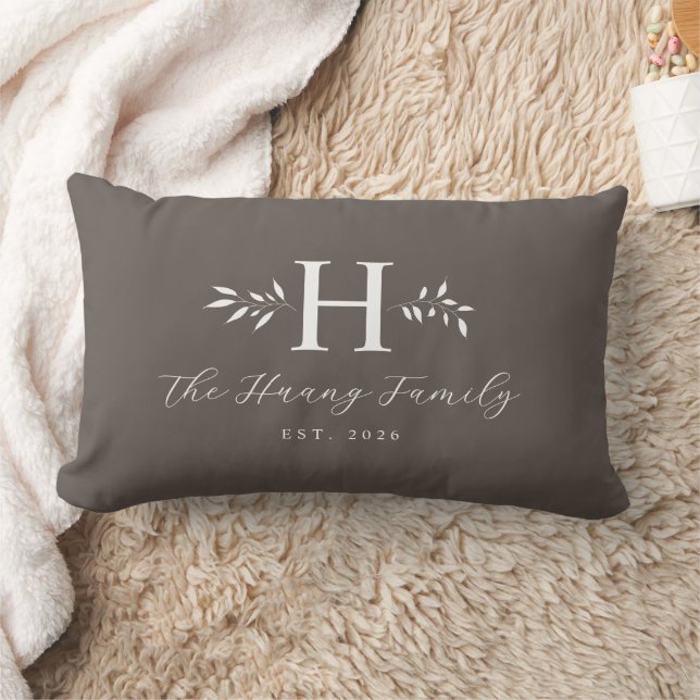 Grey Personalized Family Name Monogram Pillow (Blanket)