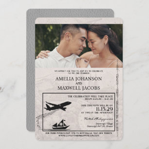 Grey Philippines Passport Wedding Invitation