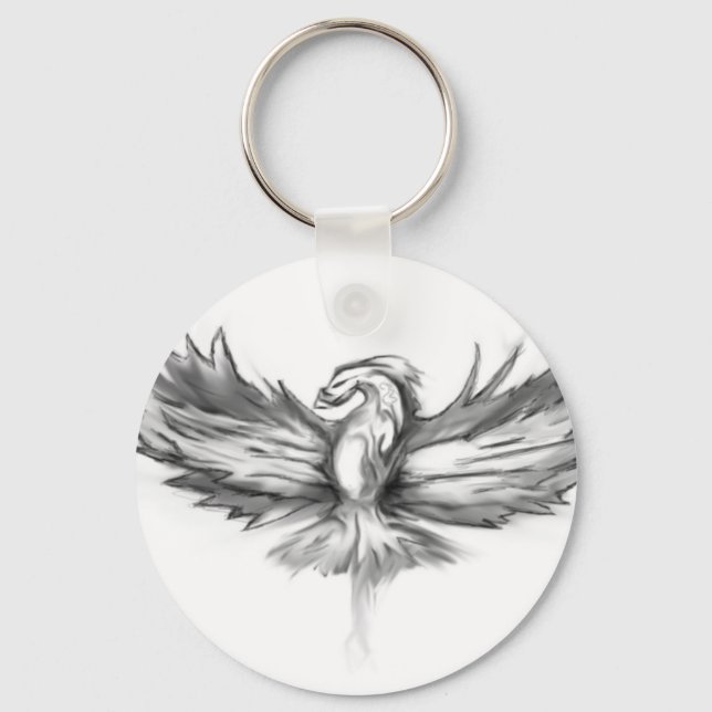 Grey Phoenix Rising Key Ring (Front)