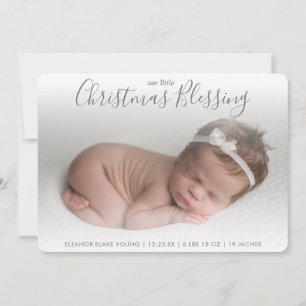 Grey Photo Birth Announcement Elegant Christmas