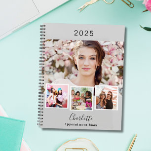 Grey photo collage appointments 2025 planner