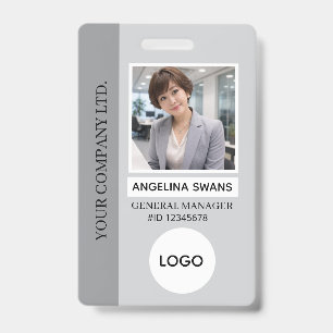 Grey Photo Employee Logo ID Badge