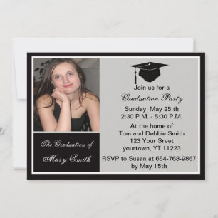 Grey Photo Graduation Party Invitation