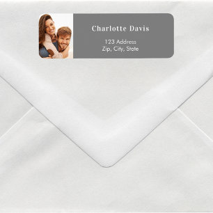 Grey photo wedding return address  label