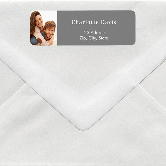 Grey photo wedding return address  label (Creator Uploaded)