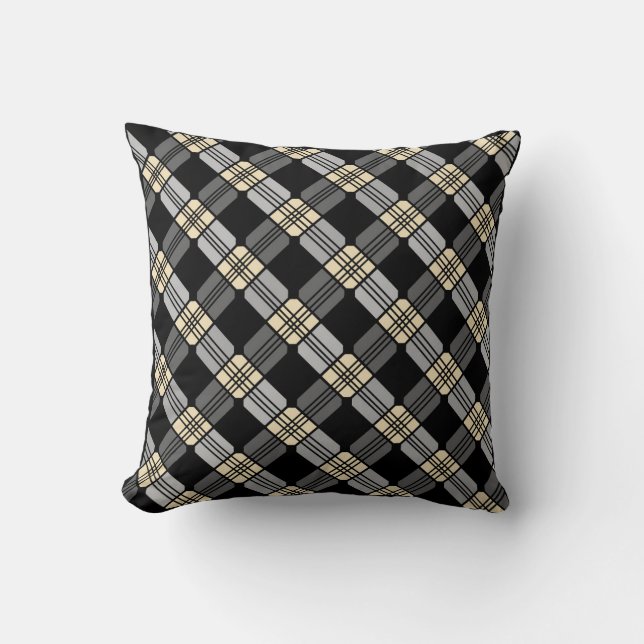 Grey Picnic Reversible Throw Pillow (Front)