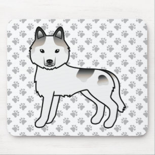 Grey Piebald Siberian Husky Cute Cartoon Dog Mouse Pad