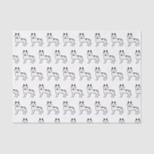 Grey Piebald Siberian Husky Cute Dog Pattern Tissue Paper
