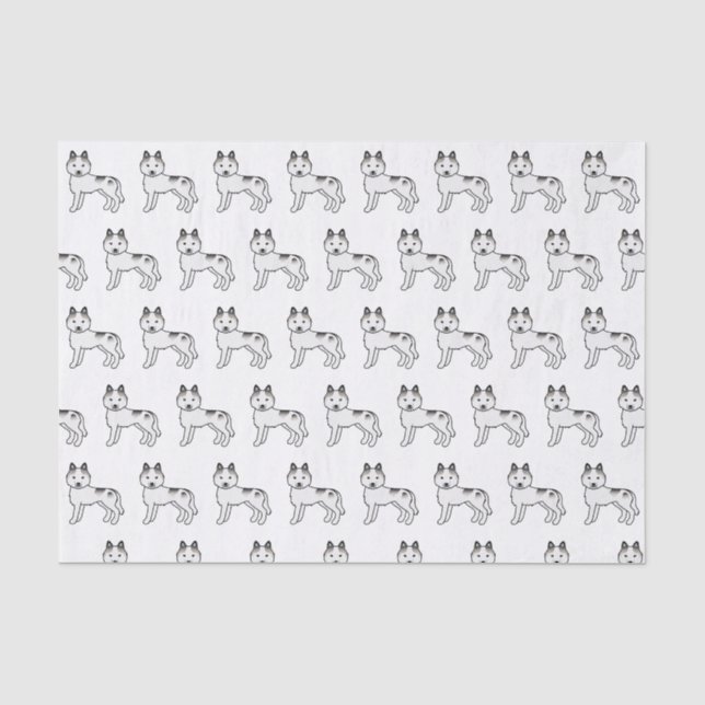 Grey Piebald Siberian Husky Cute Dog Pattern Tissue Paper (Front)