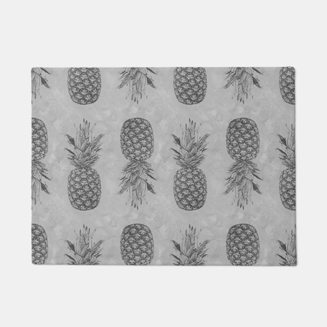 Grey Pineapple Pattern Doormats (Front)