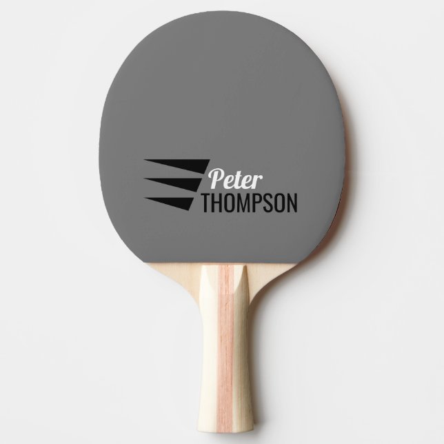 Grey Ping Pong Paddle with His Name (Front)