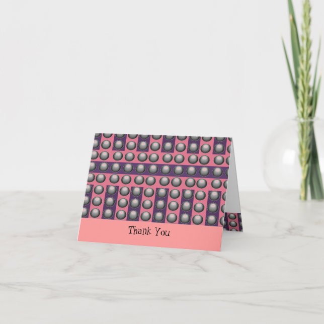 Grey, Pink and Purple Dot Pattern Thank You Card (Front)
