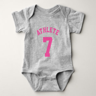 Grey & Pink Baby   Sports Jersey Design Bodysuit