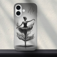Grey Pink Ballerina Splash Custom Initials Ballet