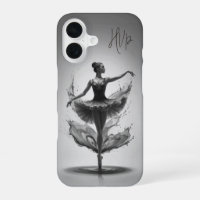 Grey Pink Ballerina Splash Custom Initials Ballet