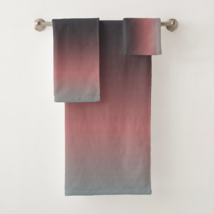 Grey, pink, black gradient, Ombre.  Bath Towel Set