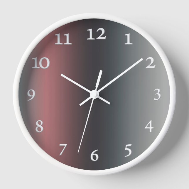 Grey, pink, black gradient, Ombre. Clock (Front)