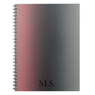 Grey, pink, black gradient, Ombre. Notebook