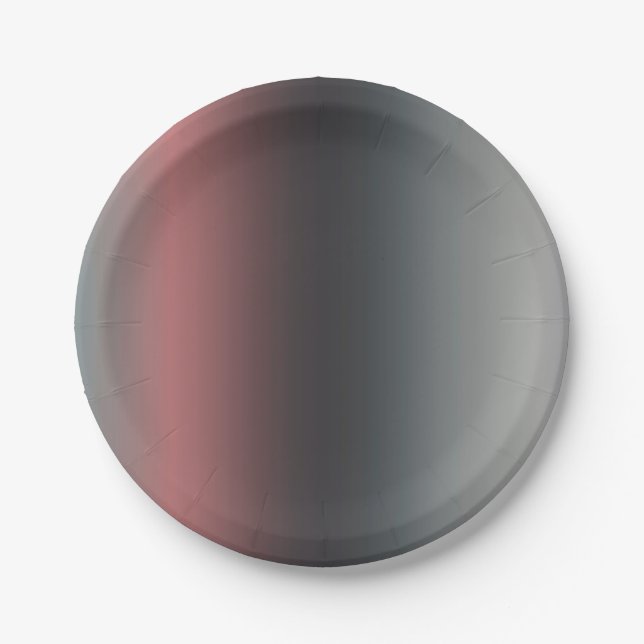 Grey, pink, black gradient, Ombre.  Paper Plate (Front)