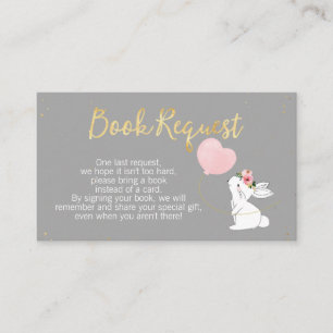 Grey Pink Bunny Baby Shower Book Request Insert