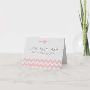 Grey & Pink Chevron Junior Bridesmaid Request Card