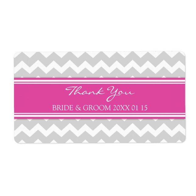 Grey Pink Chevron Wedding Labels (Front)