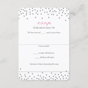 Grey & Pink Confetti Dots Wedding RSVP cards