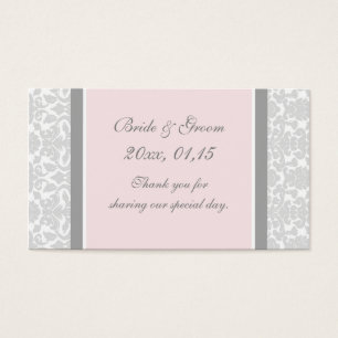 Grey Pink Damask Wedding Favour Tags