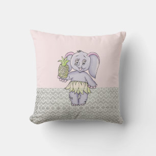 Grey Pink Elephant Girl Modern Baby for Kids Cushion